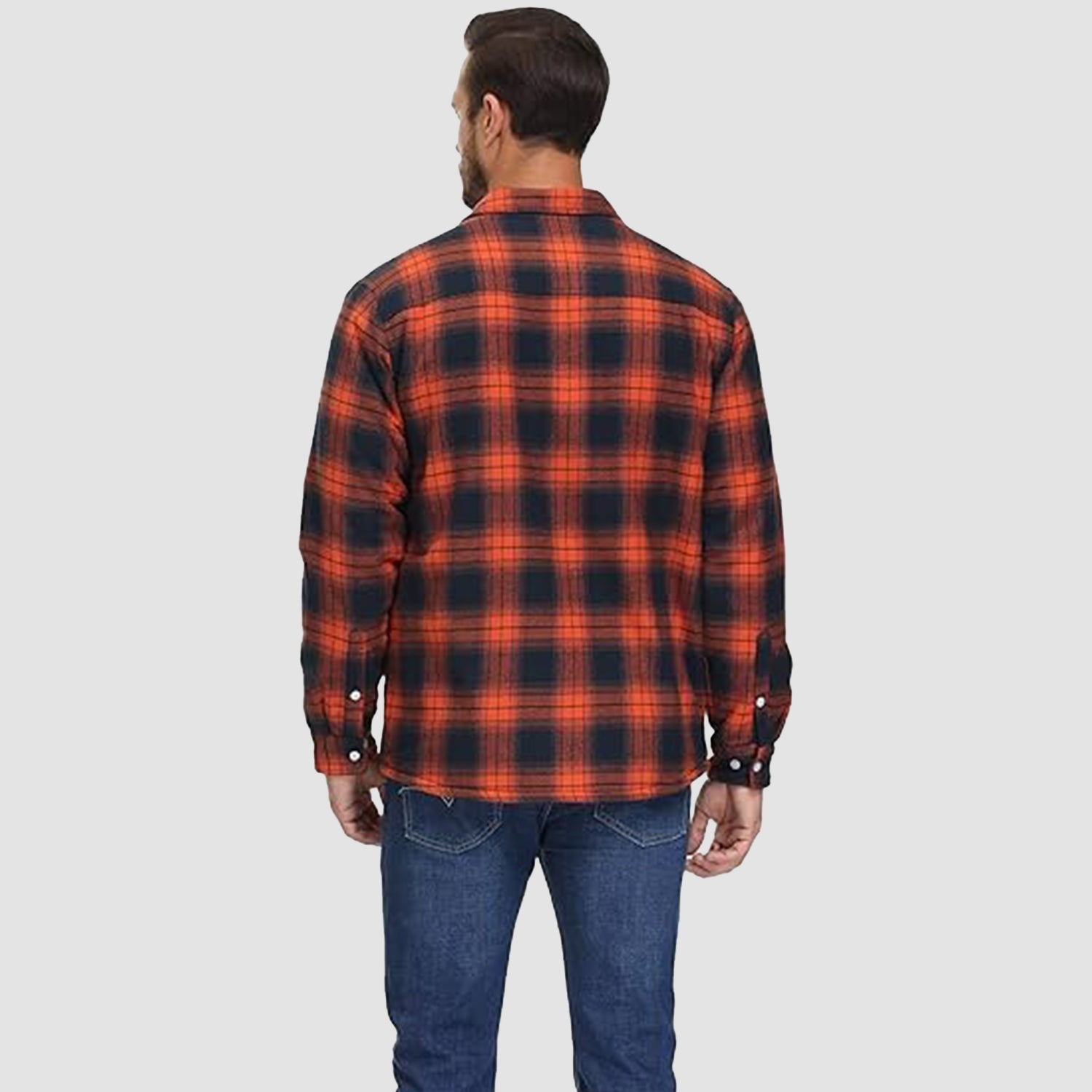 Men's Flannel Shirt Jacket - Fleece Lined Cotton Winter Coat