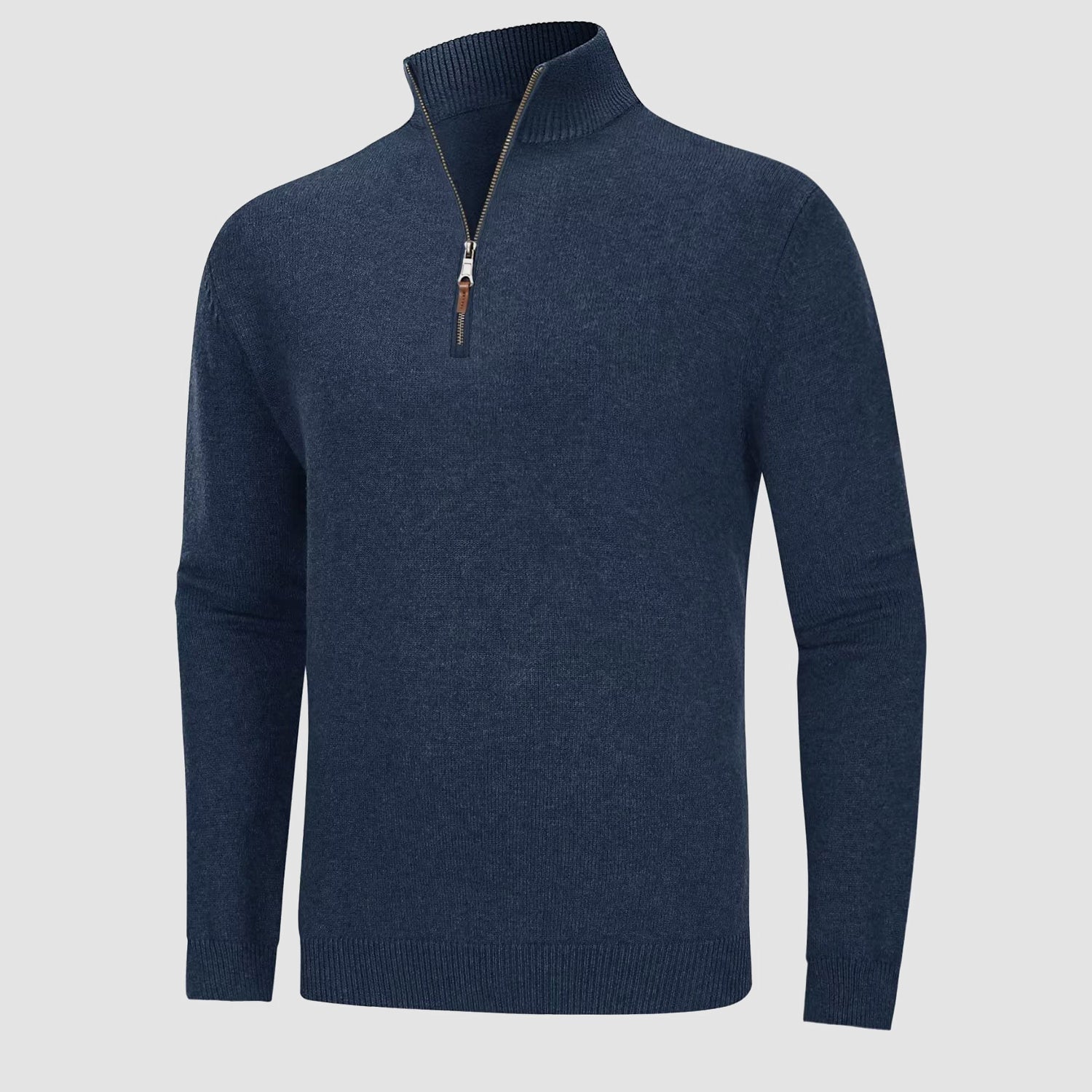 Men's Knitted Turtleneck Sweater - 1/4 Zip Pullover - veyora