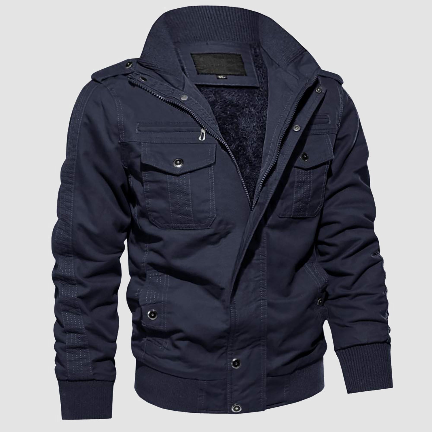 Men's Winter Military Cargo Jacket - Fleece Tactical Coat - veyora