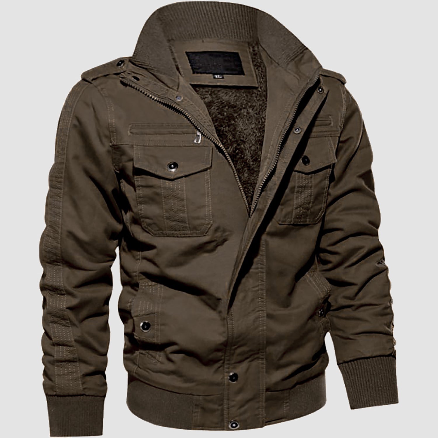 Men's Winter Military Cargo Jacket - Fleece Tactical Coat - veyora