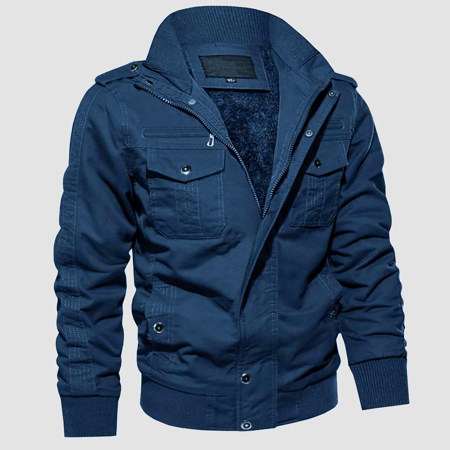 Men's Winter Military Cargo Jacket - Fleece Tactical Coat - veyora