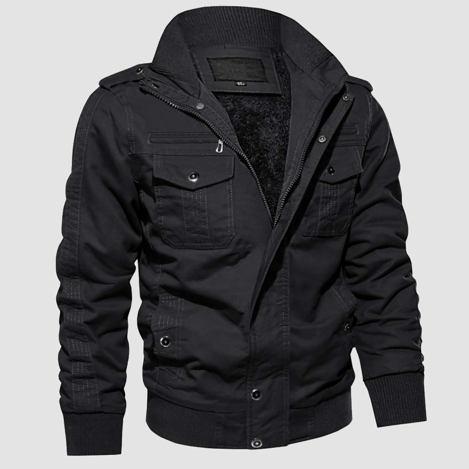 Men's Winter Military Cargo Jacket - Fleece Tactical Coat - veyora