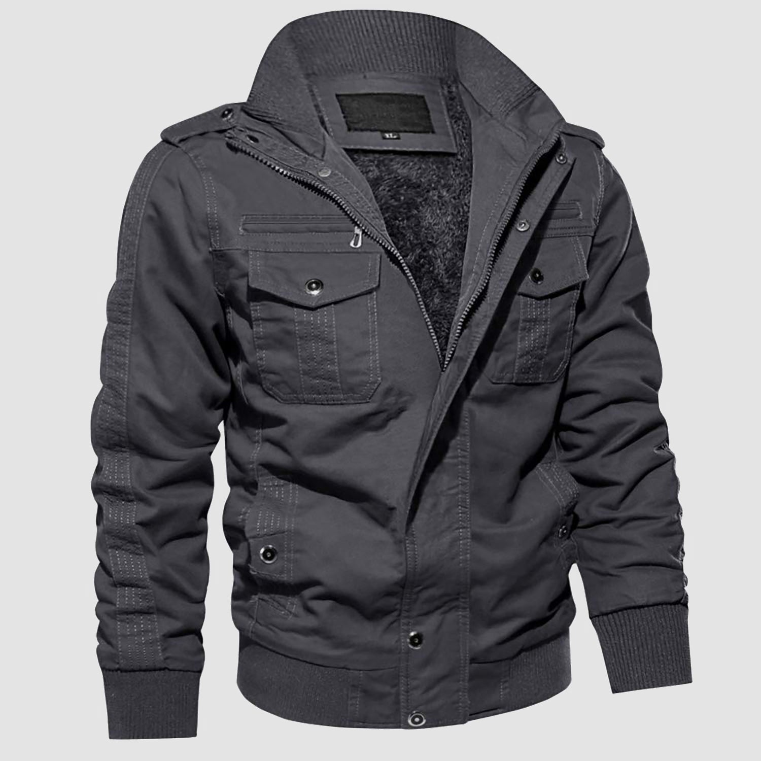 Men's Winter Military Cargo Jacket - Fleece Tactical Coat - veyora