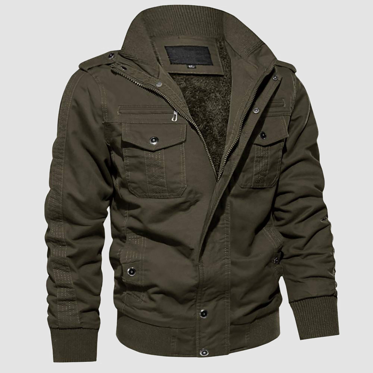 Men's Winter Military Cargo Jacket - Fleece Tactical Coat - veyora