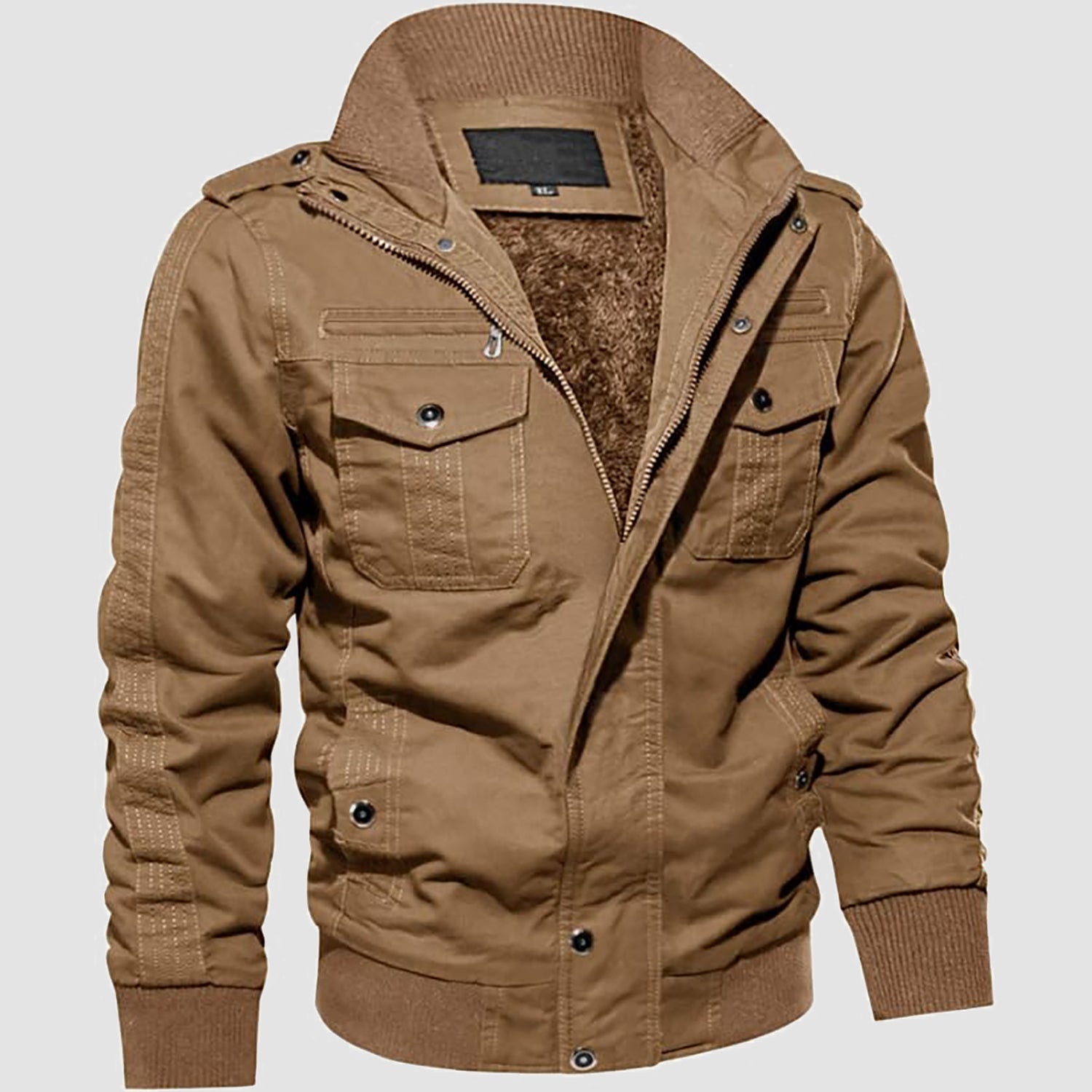 Men's Winter Military Cargo Jacket - Fleece Tactical Coat - veyora