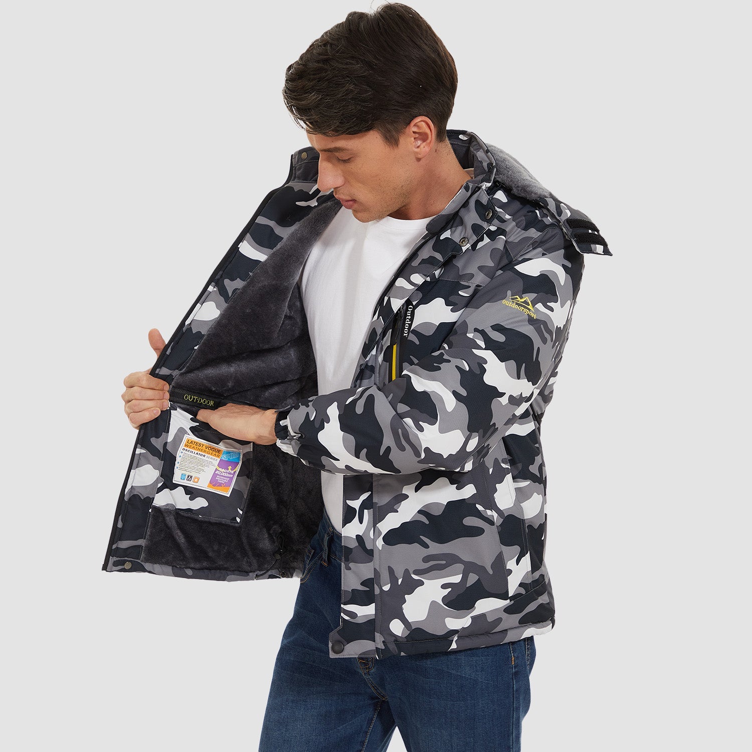 Men's Water Resistant Ski Jacket - Fleece Lined Parka - veyora