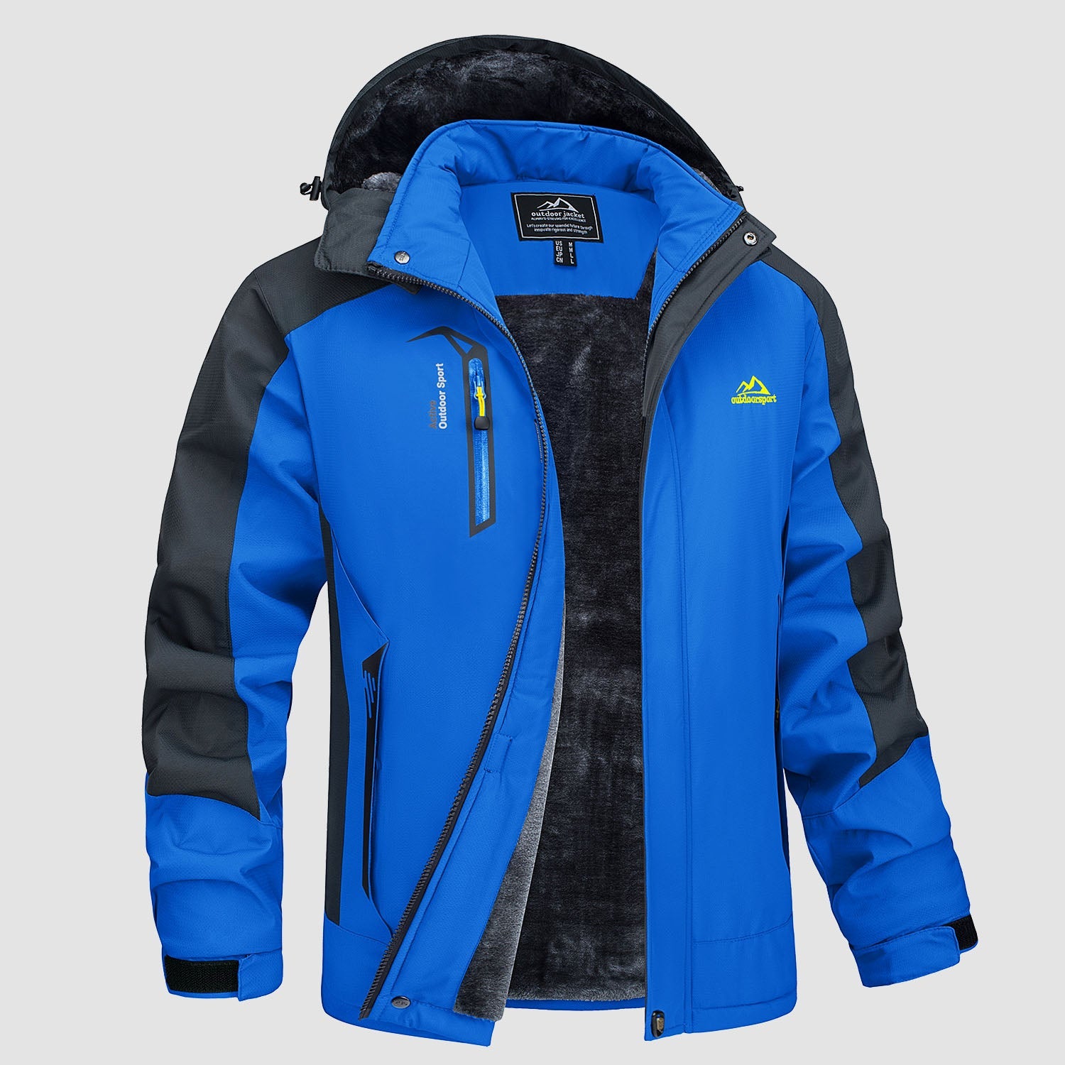 Men's Water Resistant Ski Jacket - Fleece Lined Parka with Pockets - veyora