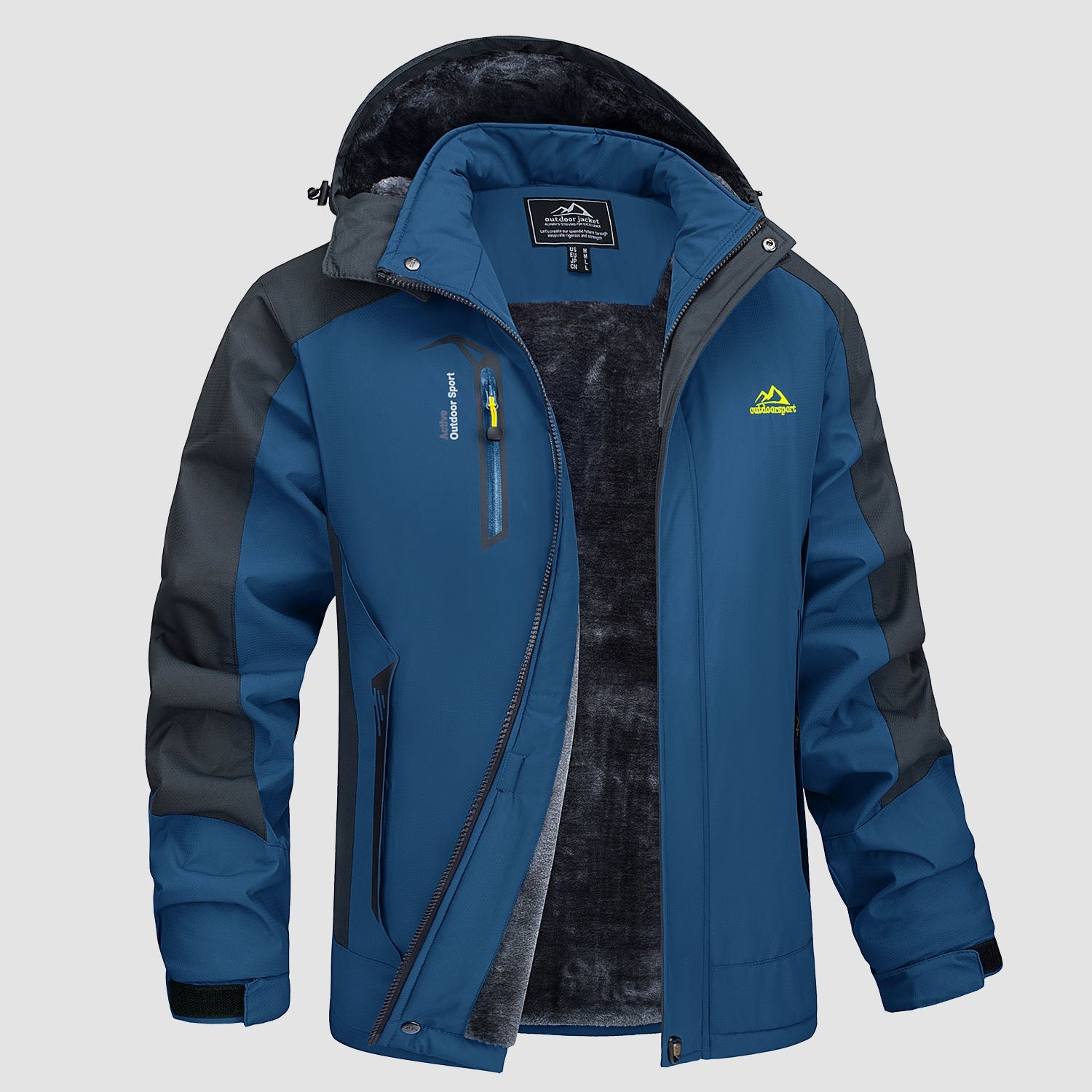 Men's Water Resistant Ski Jacket - Fleece Lined Parka with Pockets - veyora