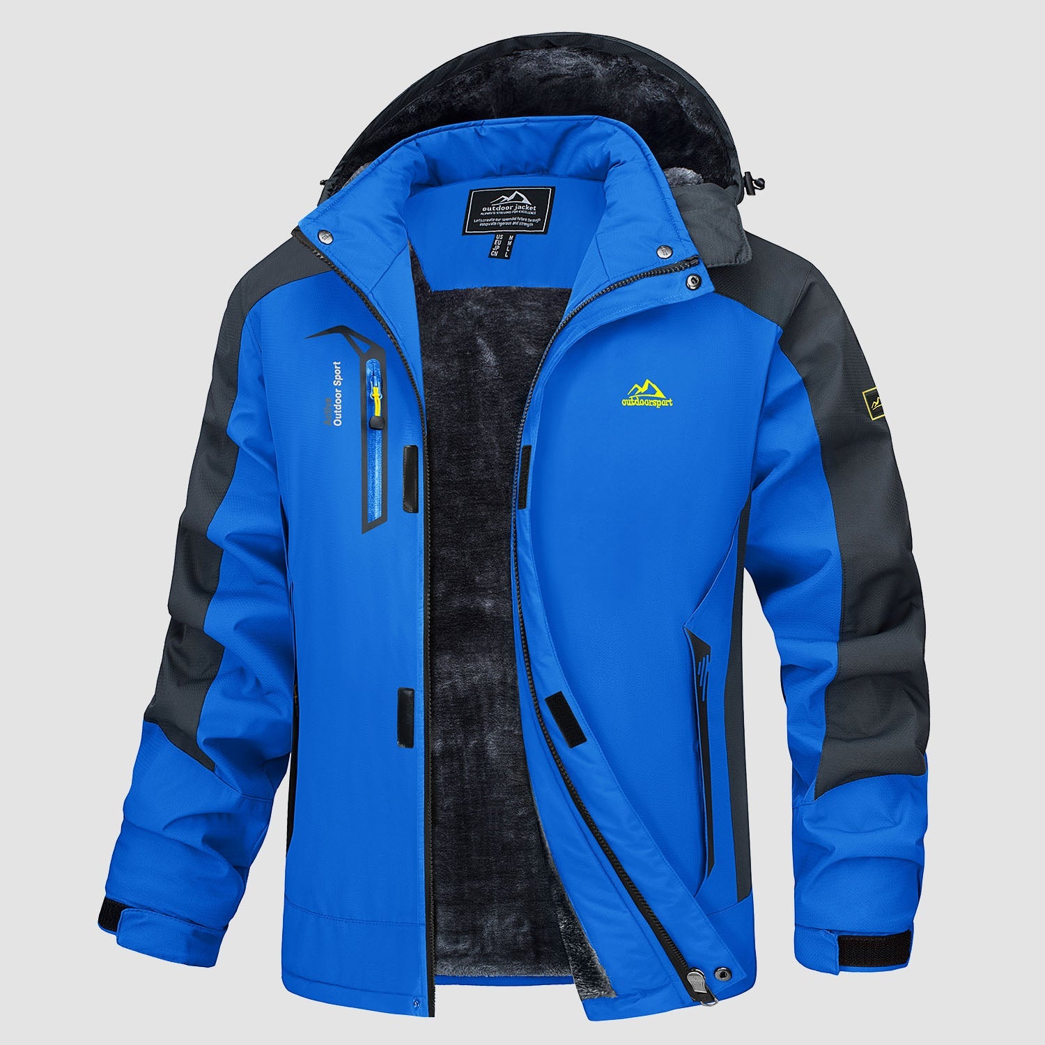 Men's Water Resistant Ski Jacket - Fleece Lined Parka with Pockets - veyora