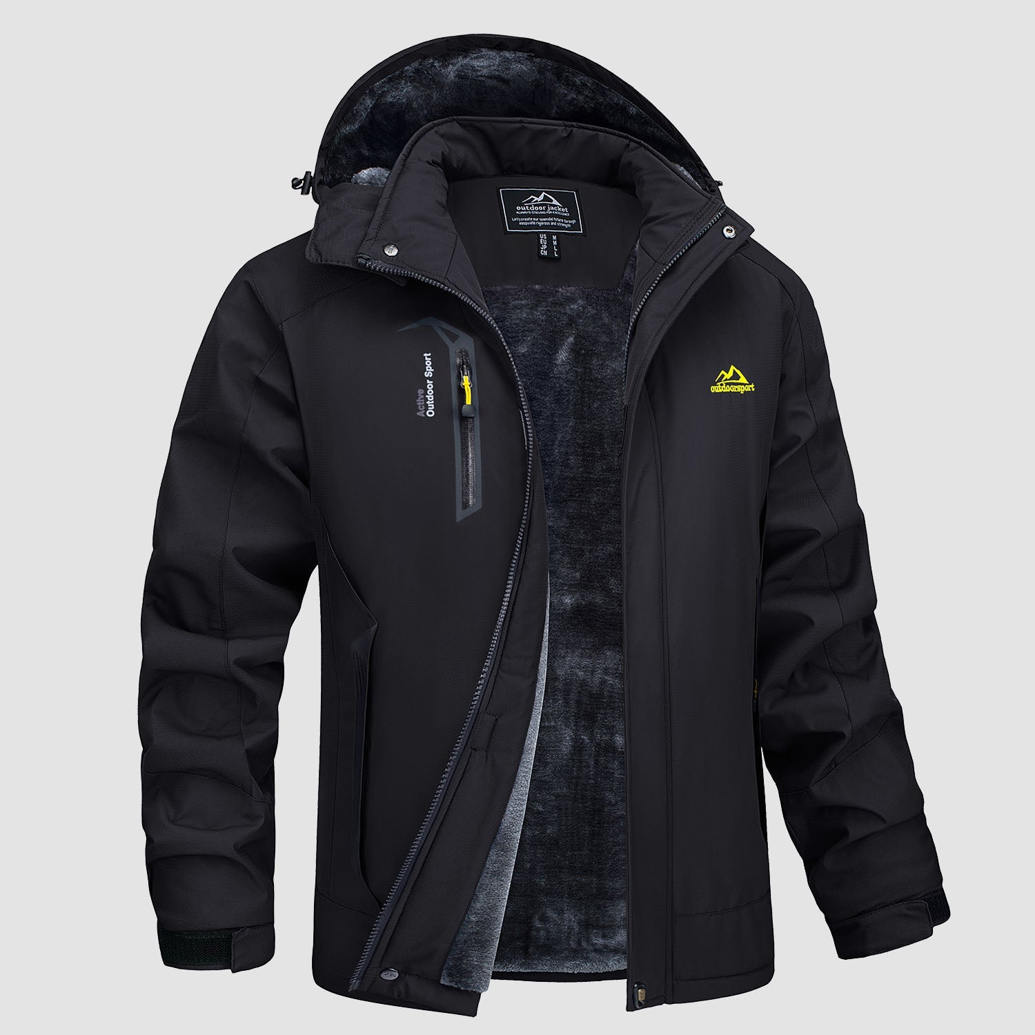 Men's Water Resistant Ski Jacket - Fleece Lined Parka with Pockets - veyora