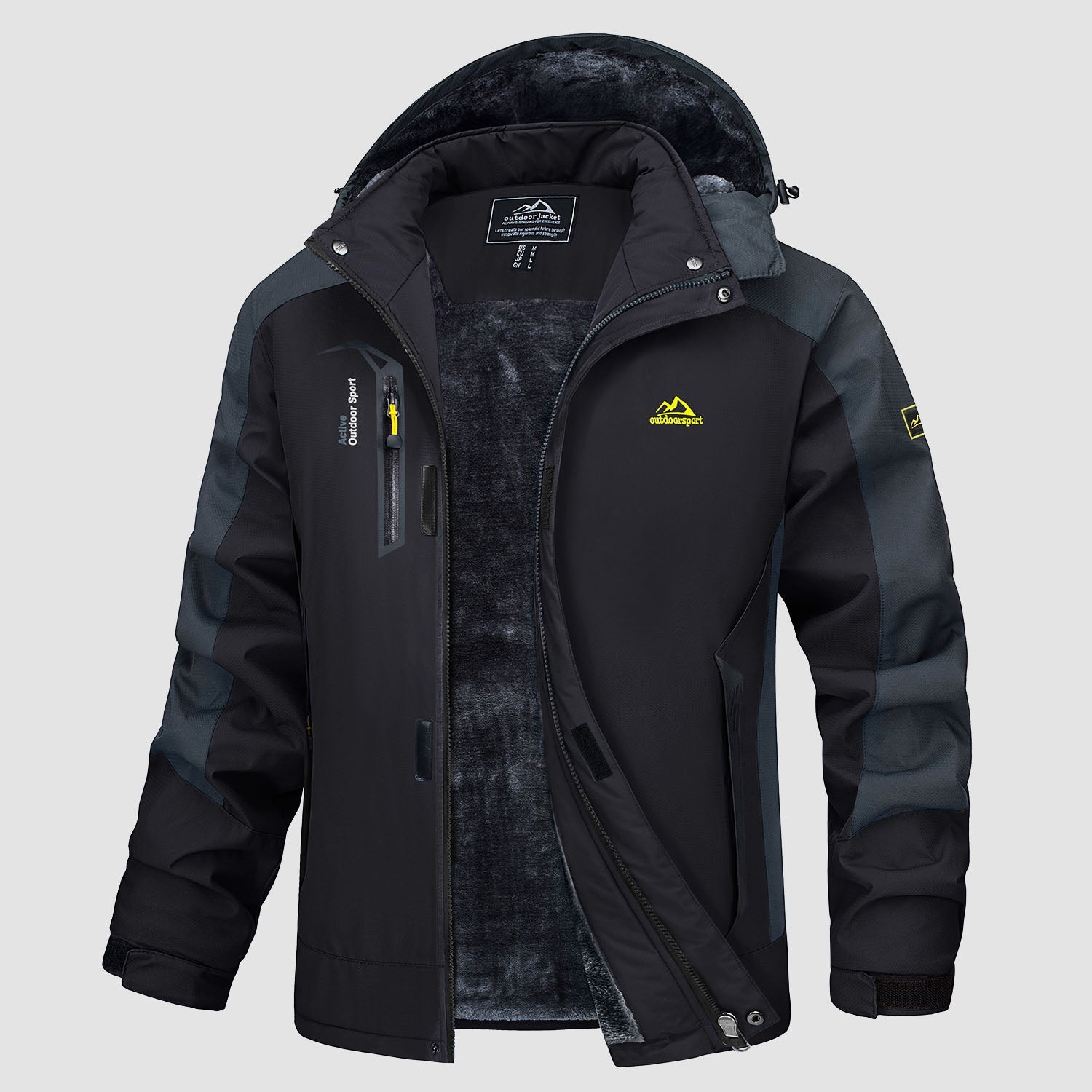Men's Water Resistant Ski Jacket - Fleece Lined Parka with Pockets - veyora