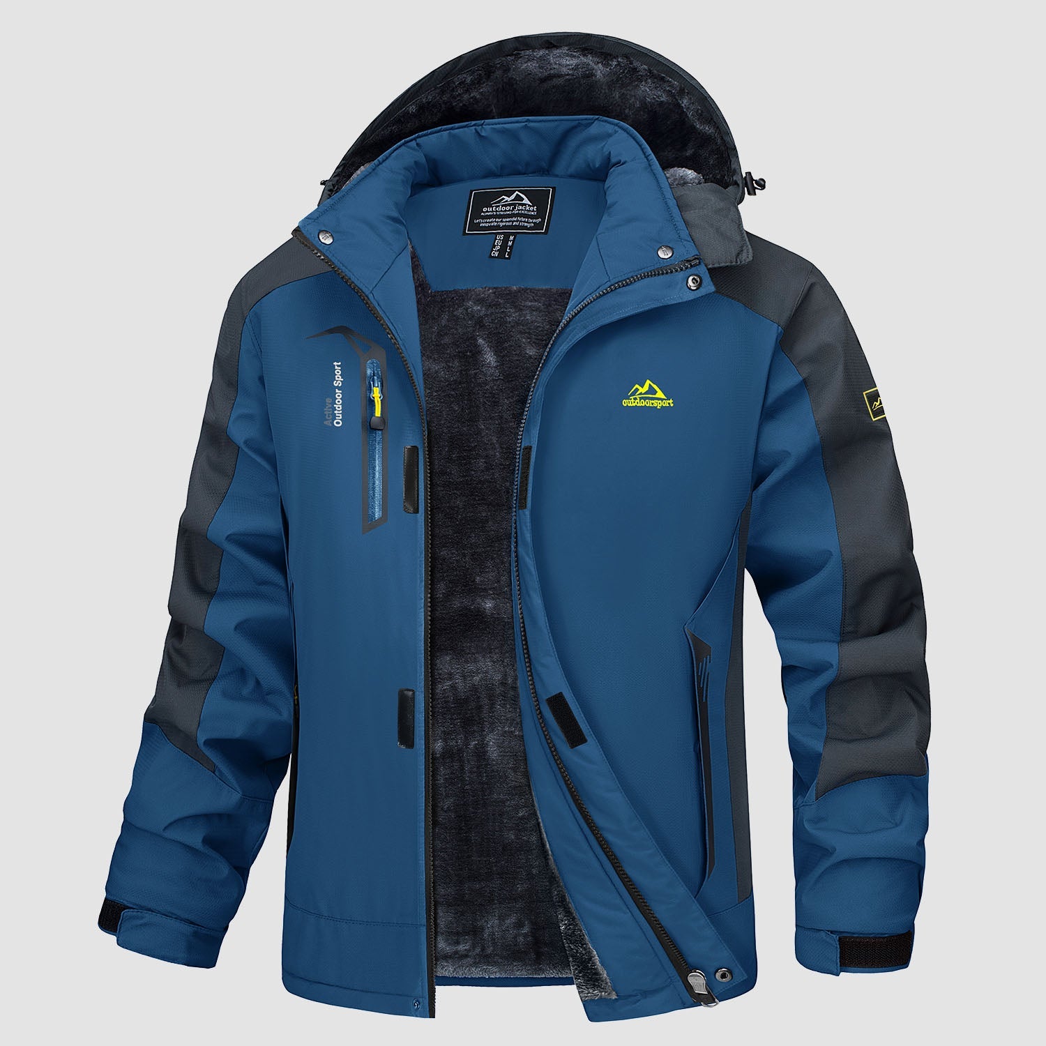 Men's Water Resistant Ski Jacket - Fleece Lined Parka with Pockets - veyora