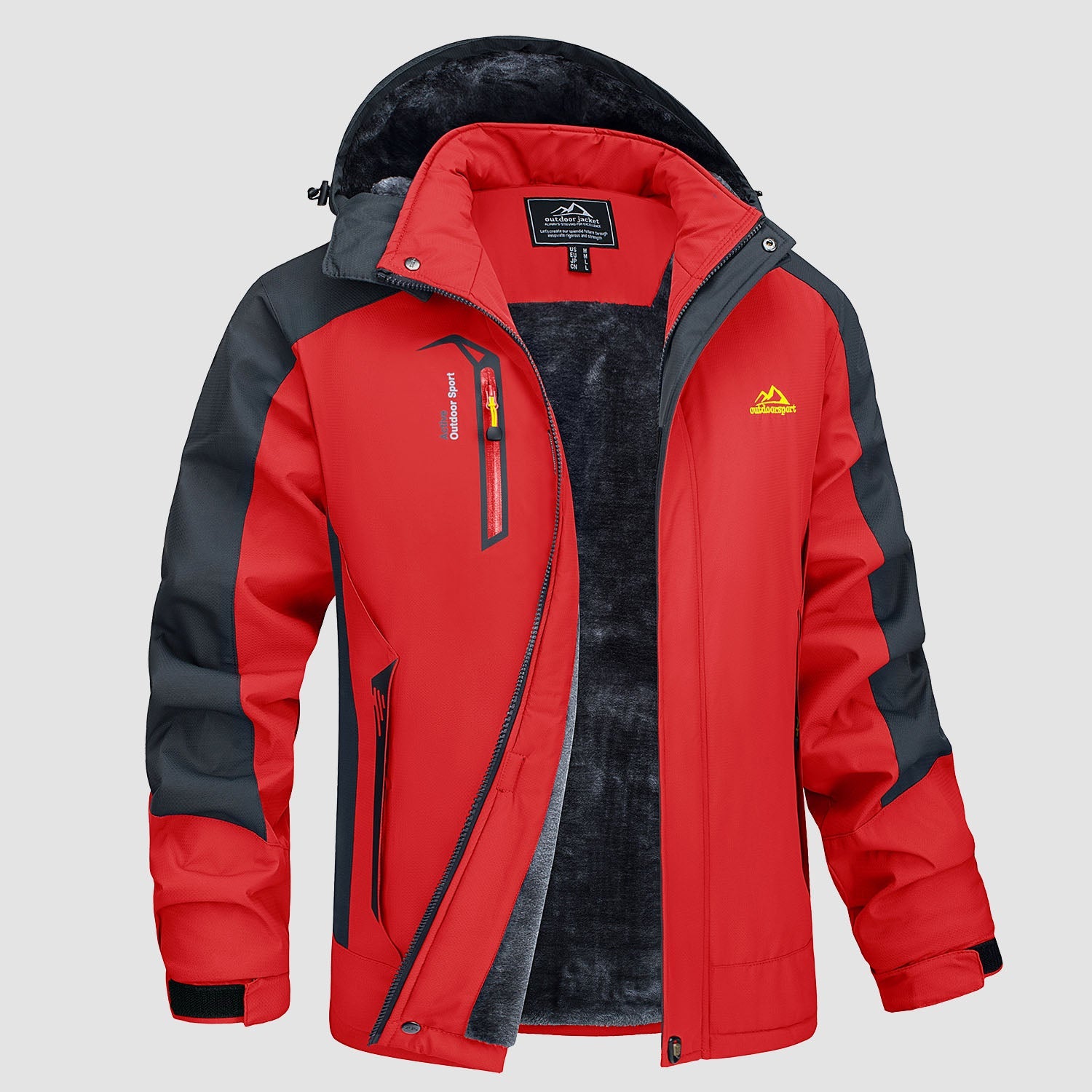 Men's Water Resistant Ski Jacket - Fleece Lined Parka with Pockets - veyora