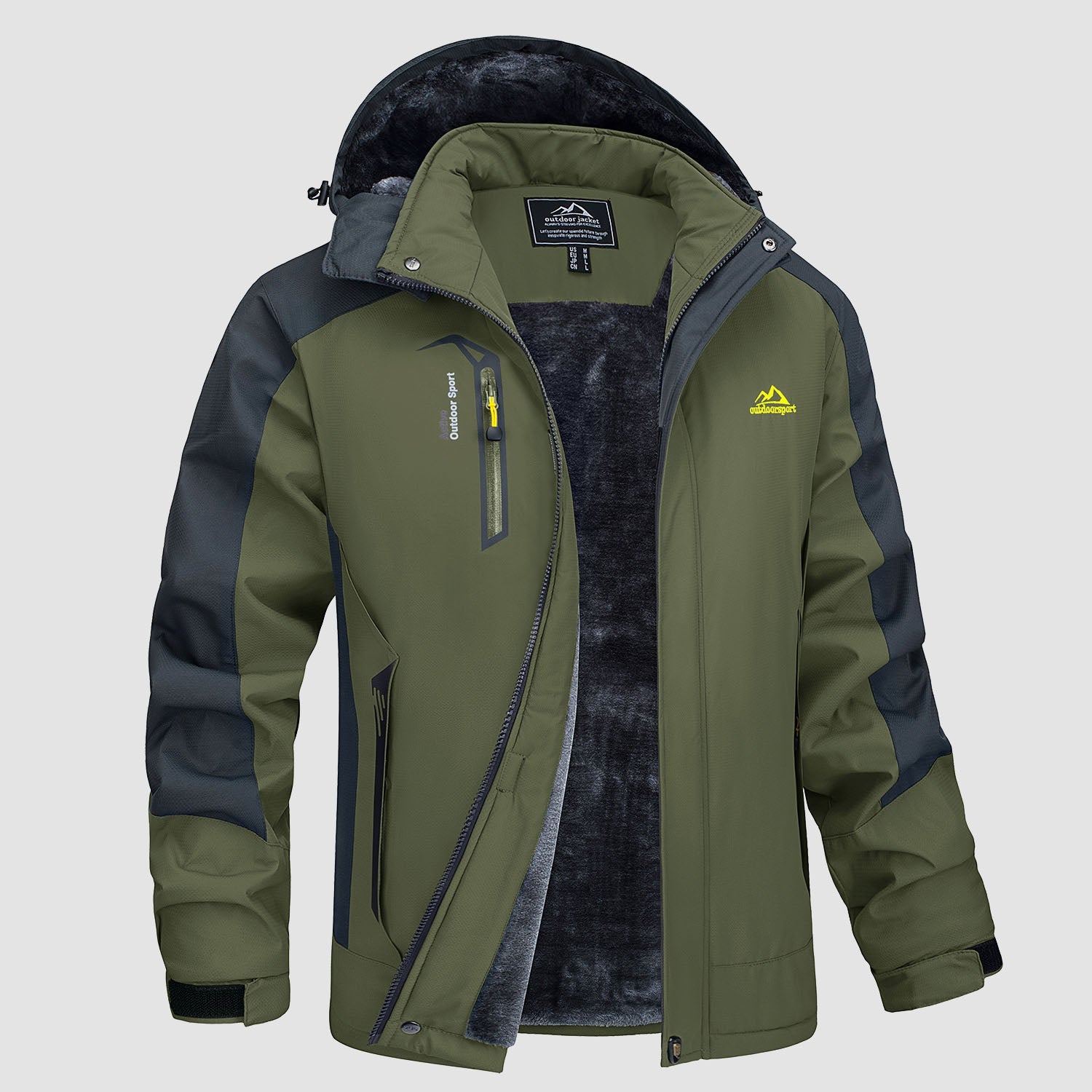 Men's Water Resistant Ski Jacket - Fleece Lined Parka with Pockets - veyora