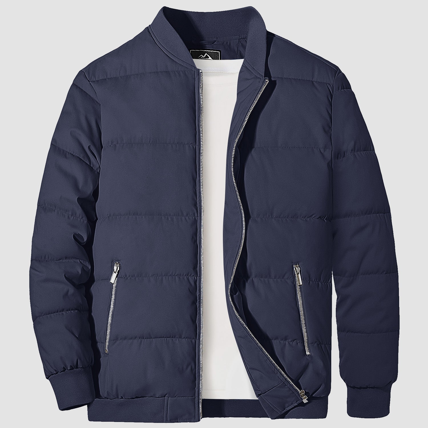 Men's Quilted Bomber Puffer Jacket - Warm Windproof Outwear - veyora