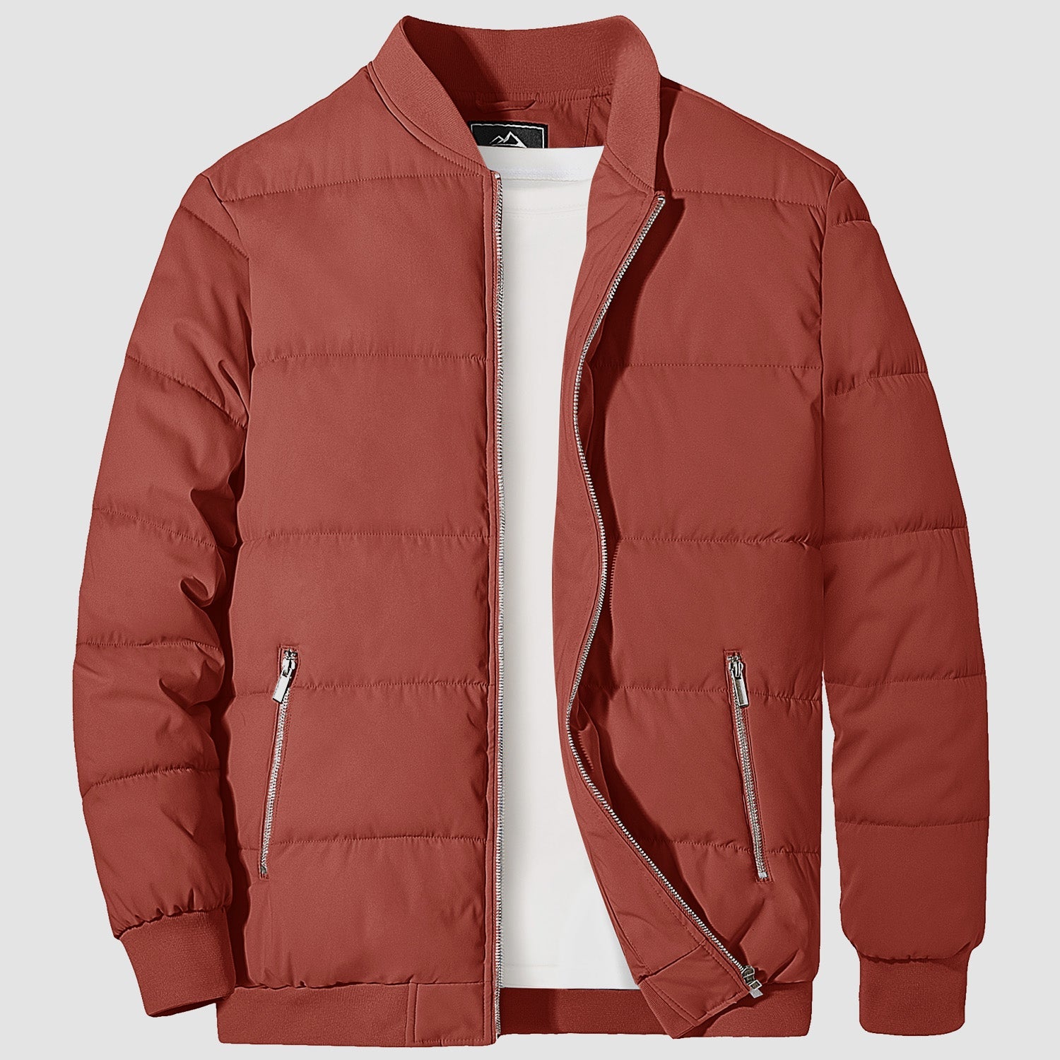 Men's Quilted Bomber Puffer Jacket - Warm Windproof Outwear - veyora