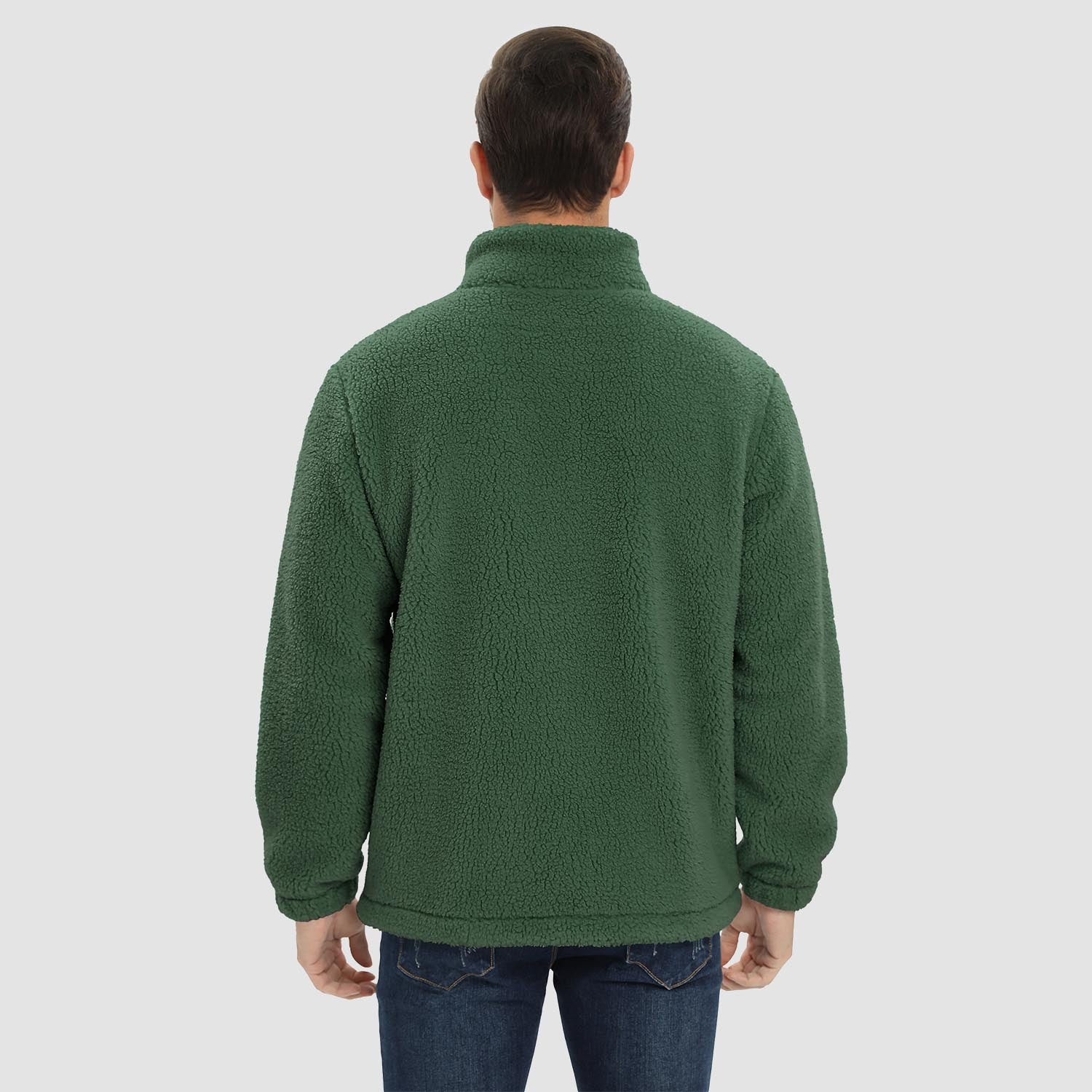 Men's Fluffy Sherpa Fleece Jacket Full Zip Casual Winter Outwear - veyora