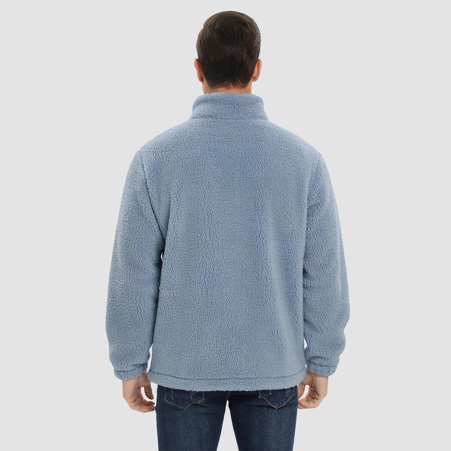 Men's Fluffy Sherpa Fleece Jacket Full Zip Casual Winter Outwear - veyora
