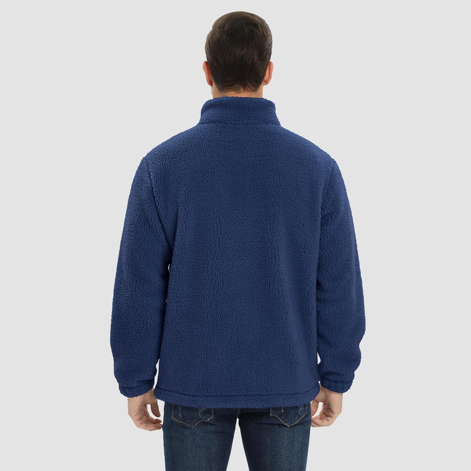 Men's Fluffy Sherpa Fleece Jacket Full Zip Casual Winter Outwear - veyora