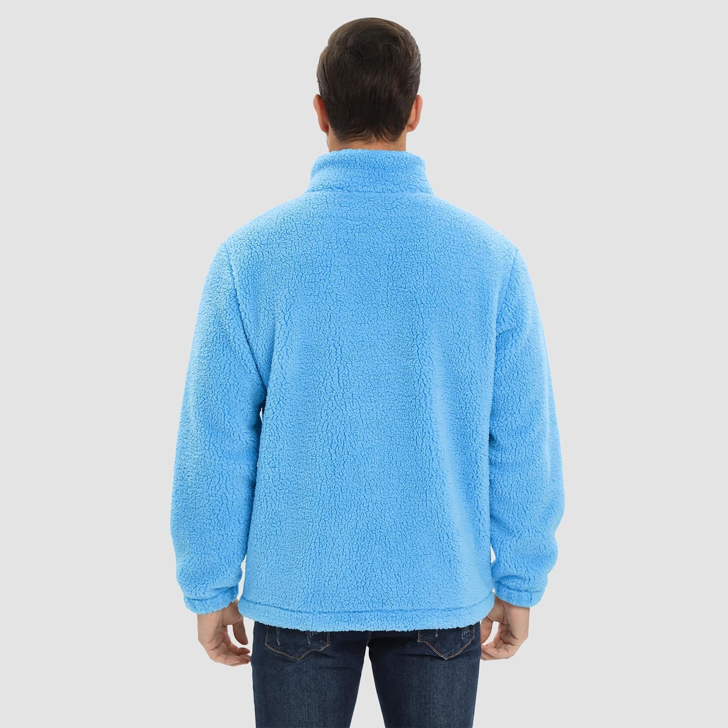 Men's Fluffy Sherpa Fleece Jacket Full Zip Casual Winter Outwear - veyora