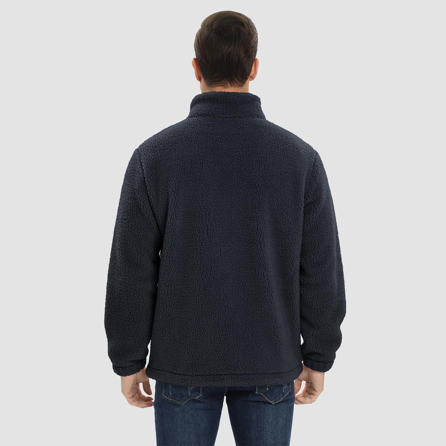 Men's Fluffy Sherpa Fleece Jacket Full Zip Casual Winter Outwear - veyora