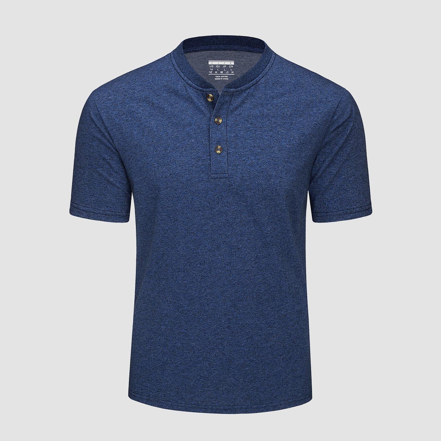 Men's Cotton Henley Shirt Casual Summer T-Shirt - veyora
