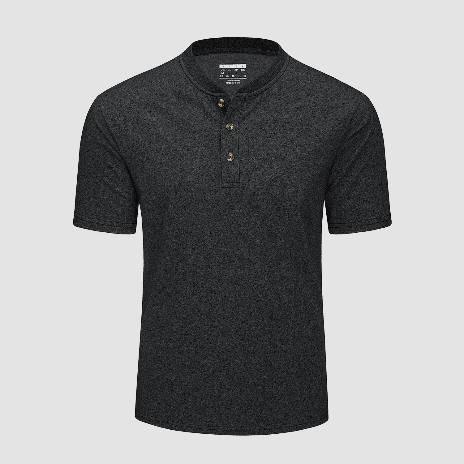 Men's Cotton Henley Shirt Casual Summer T-Shirt