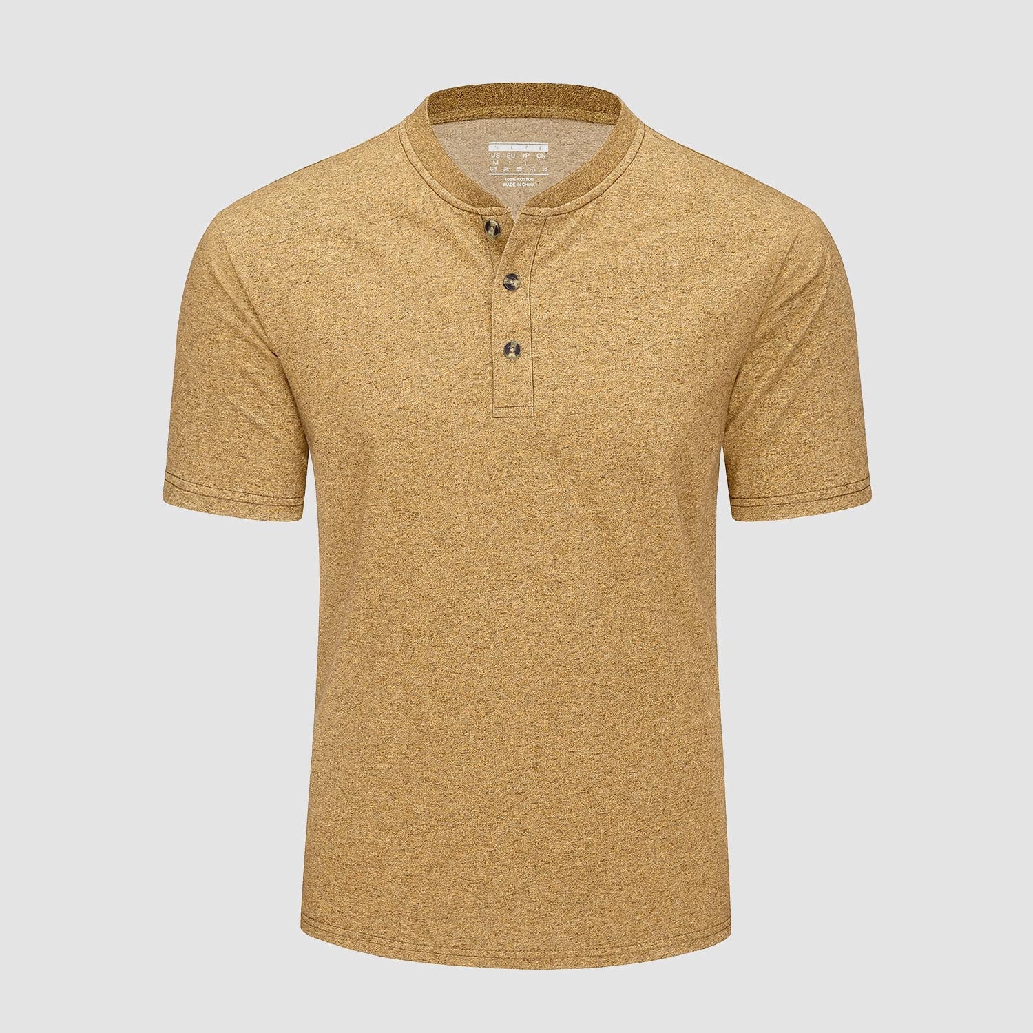 Men's Cotton Henley Shirt Casual Summer T-Shirt - veyora