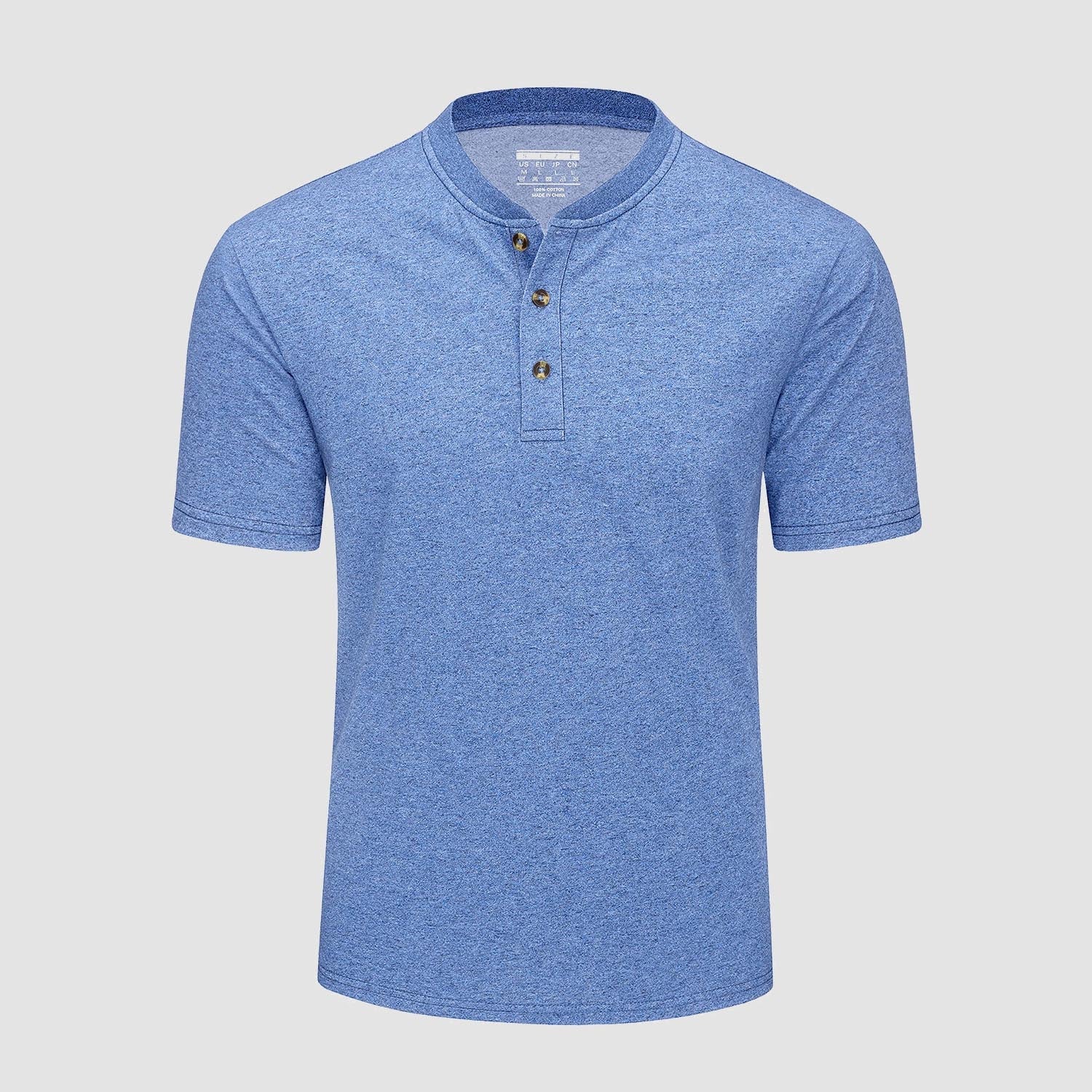 Men's Cotton Henley Shirt Casual Summer T-Shirt