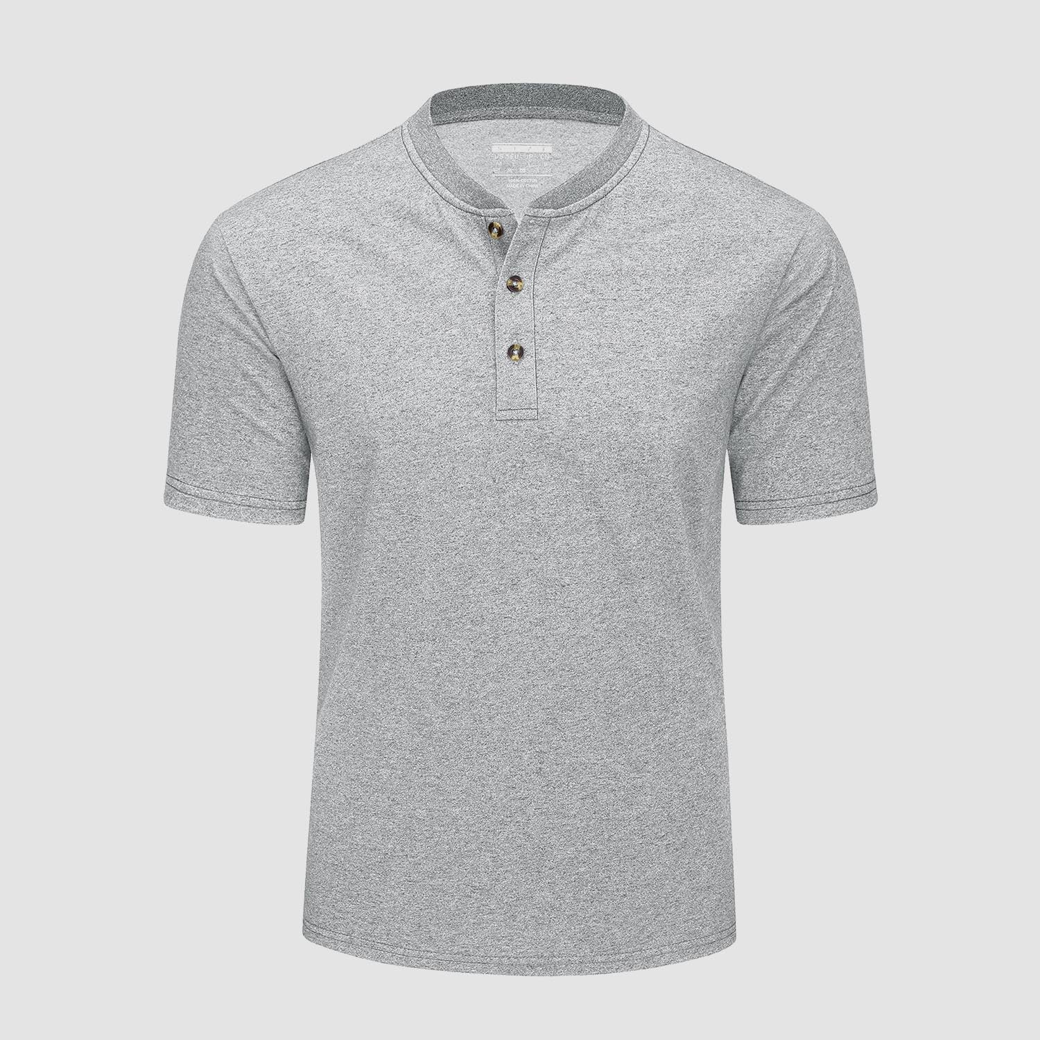 Men's Cotton Henley Shirt Casual Summer T-Shirt