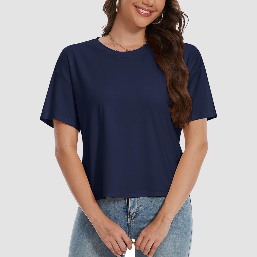 【New In】Women's Cotton UPF 50+ Summer Crop Top T-Shirt - veyora