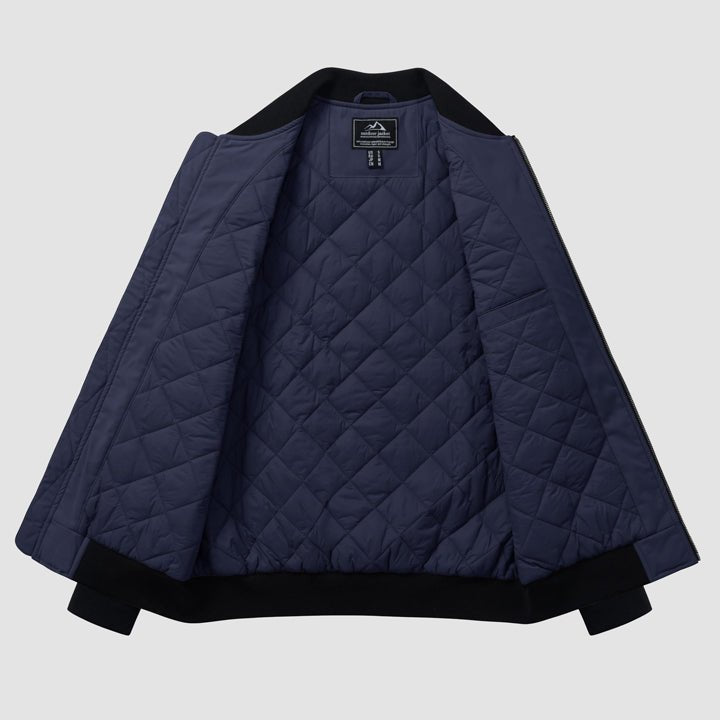 Men's Winter Bomber Jacket, Quilted & Windproof Zip - Up Coa - veyora