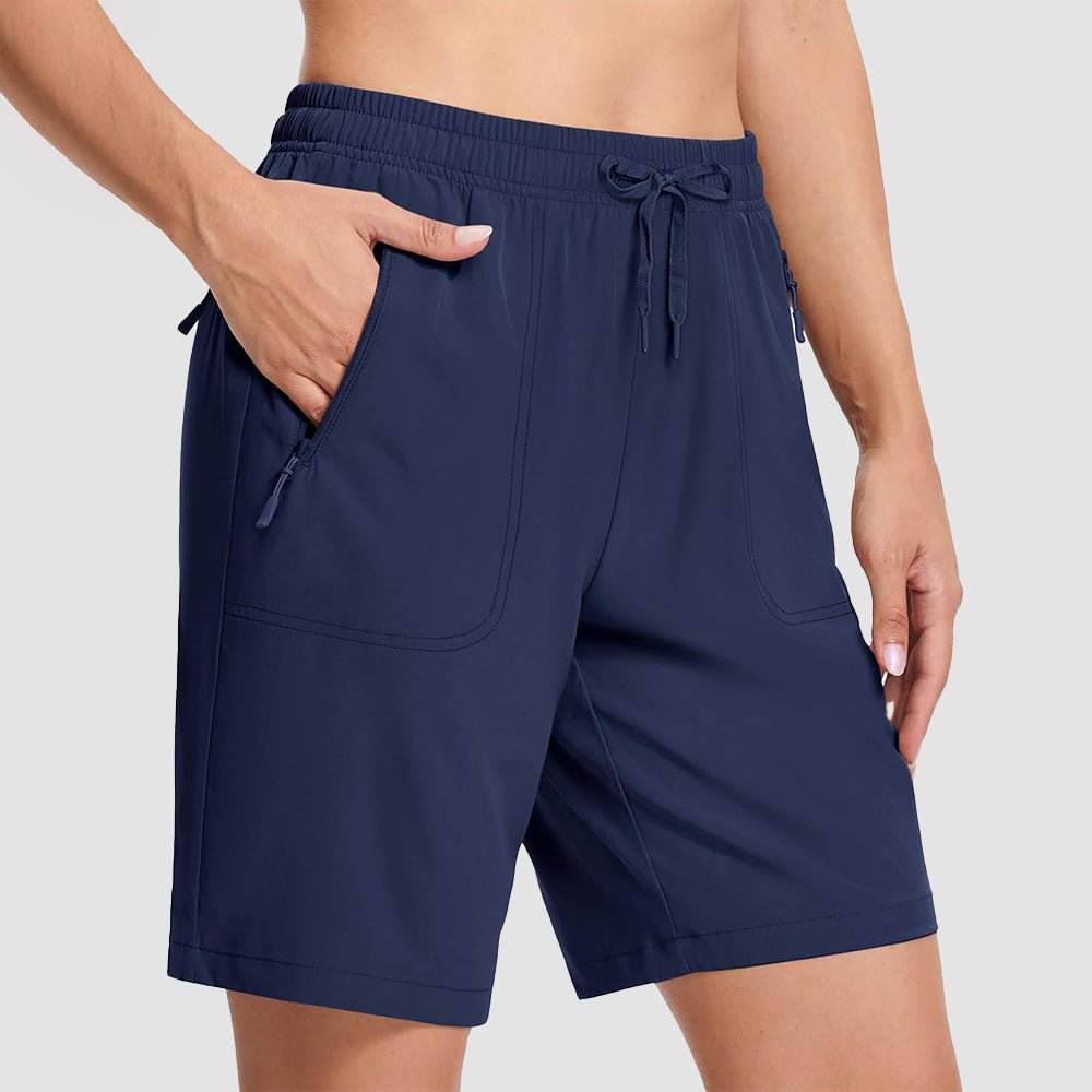 【New In】 Women’s 8 Inch Water‑Resistant Hiking Golf Shorts 3 Zipper Pockets - veyora