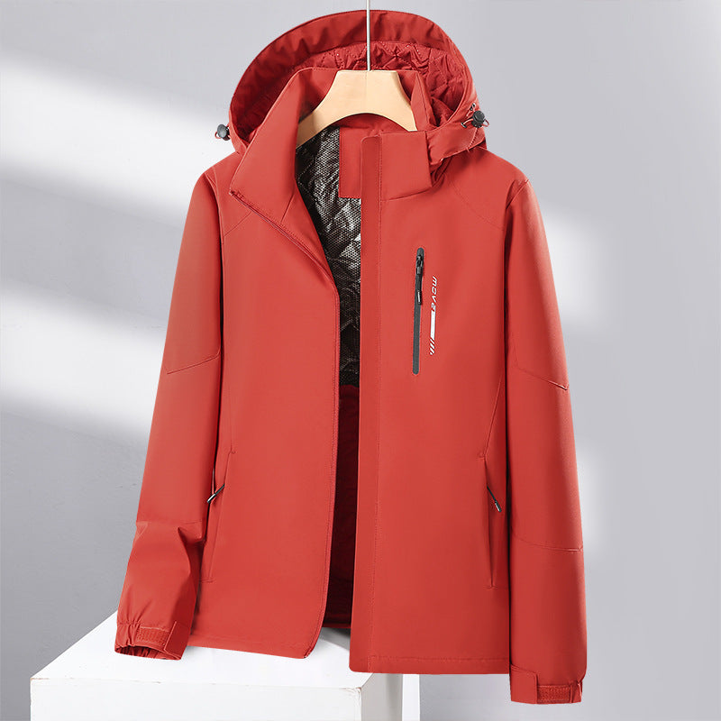 Women'S Winter Lightweight Windproof Jacket - Stylish Color Block Zip-Up Coat with Hood, Long Sleeves, and Polyester Lining for Warmth & Comfort, Ladies' Outerwear
