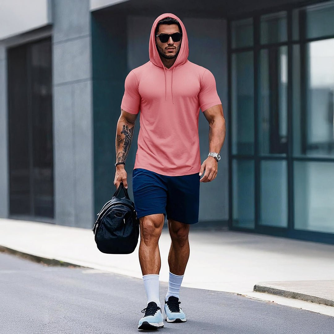 Mens Fashion Athletic Hoodies T-shirt Sport Sweatshirt Solid Color - veyora