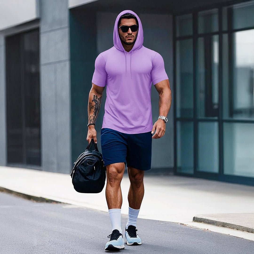 Mens Fashion Athletic Hoodies T-shirt Sport Sweatshirt Solid Color - veyora