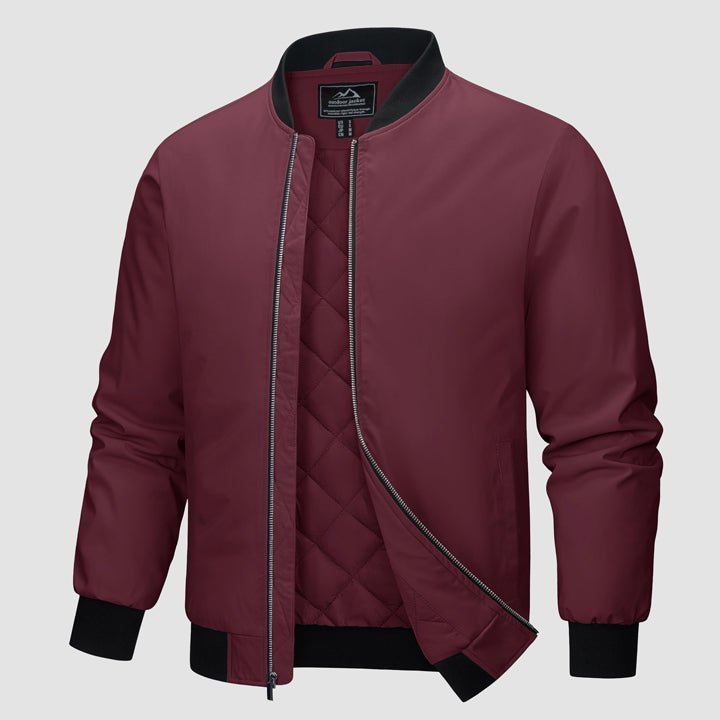 Men's Winter Bomber Jacket, Quilted & Windproof Zip - Up Coa - veyora