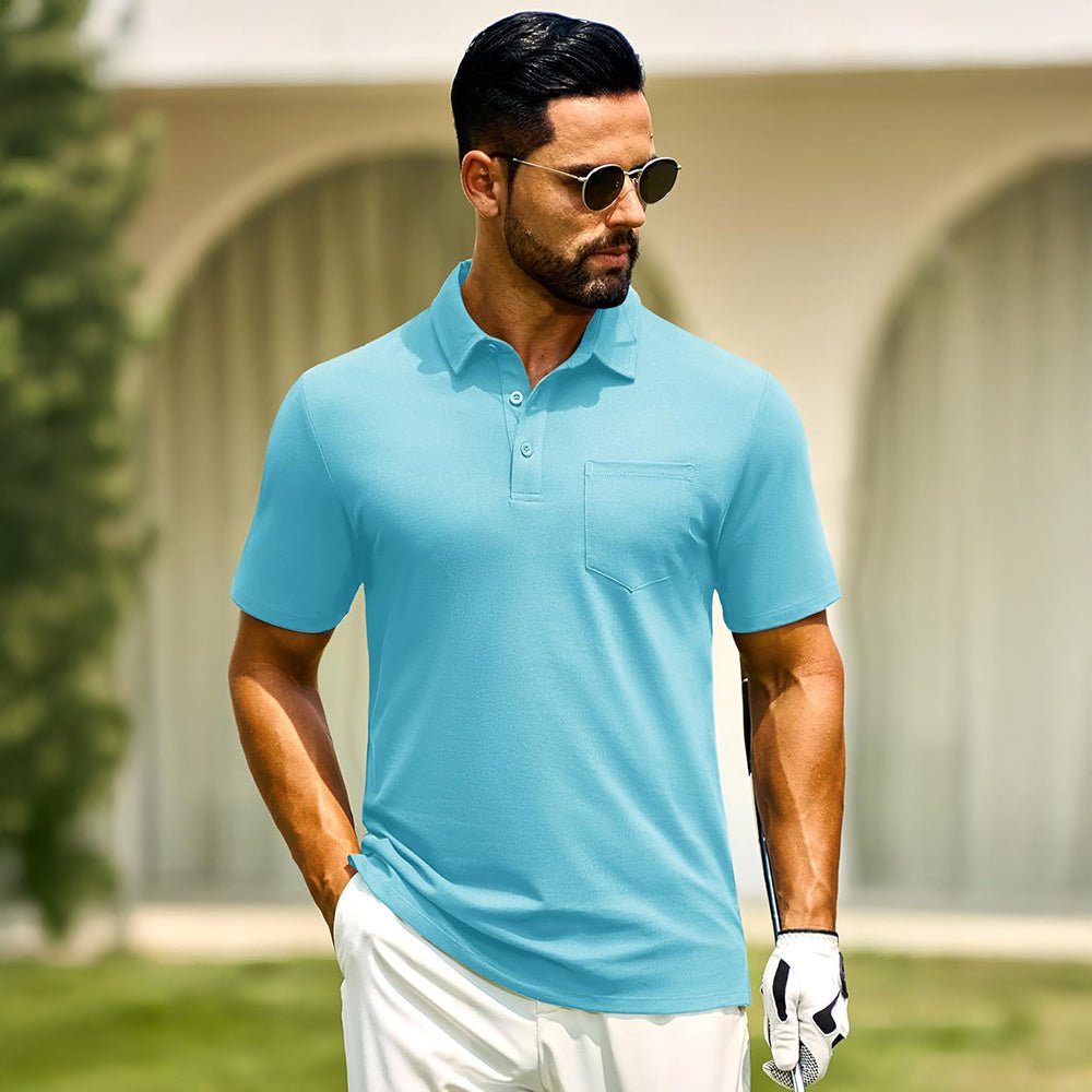 Men's Cotton Polo Shirts - Breathable Short Sleeve Golf Tee - veyora