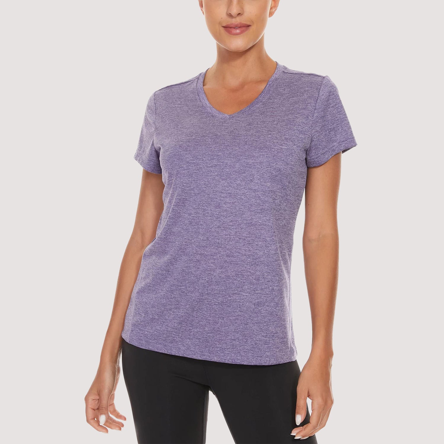 Women's Running T-Shirt Quick Dry V - Neck Yoga Top Tee Shirts - veyora