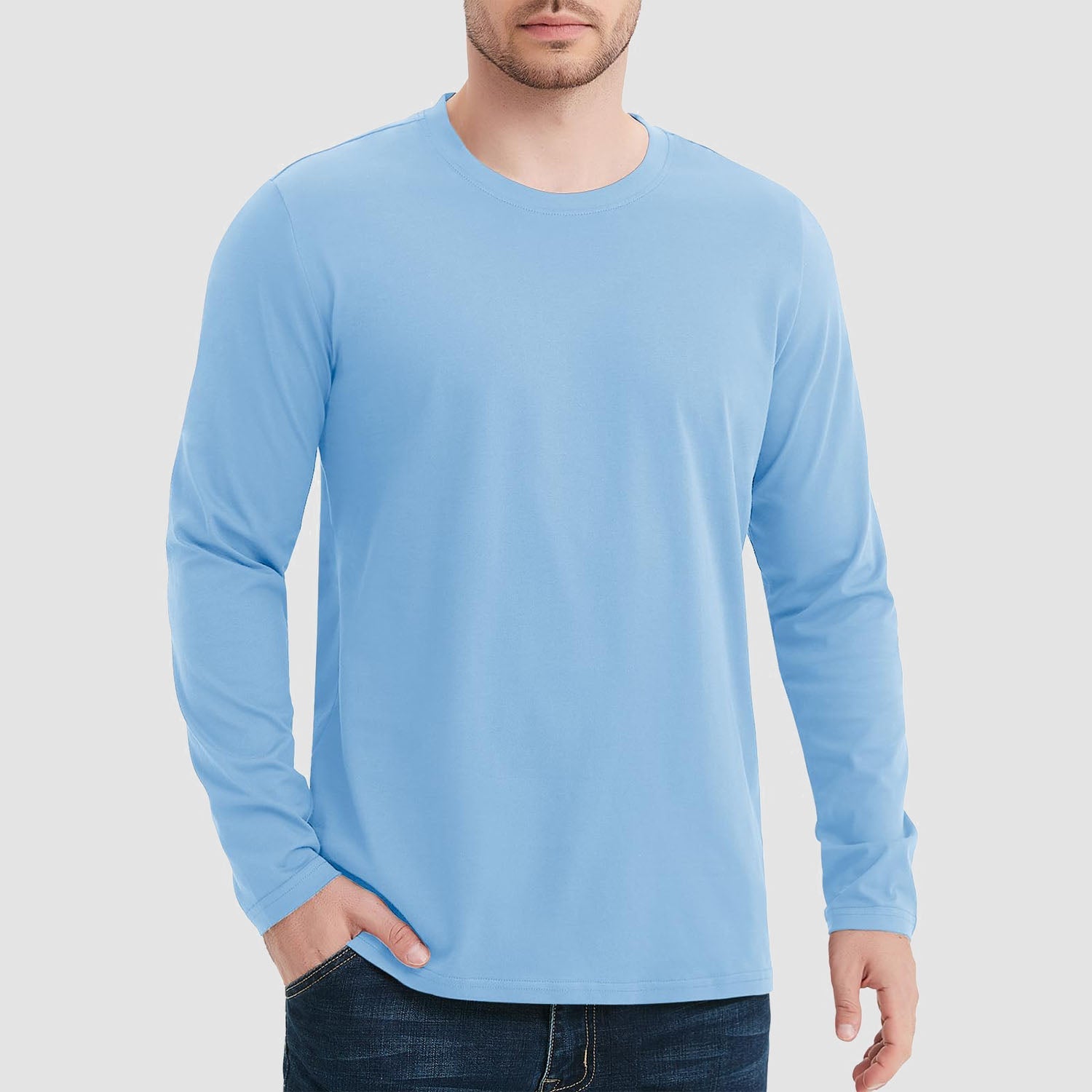 Men's Crew Neck Long Sleeve Shirt Quick Dry Sports Shirt