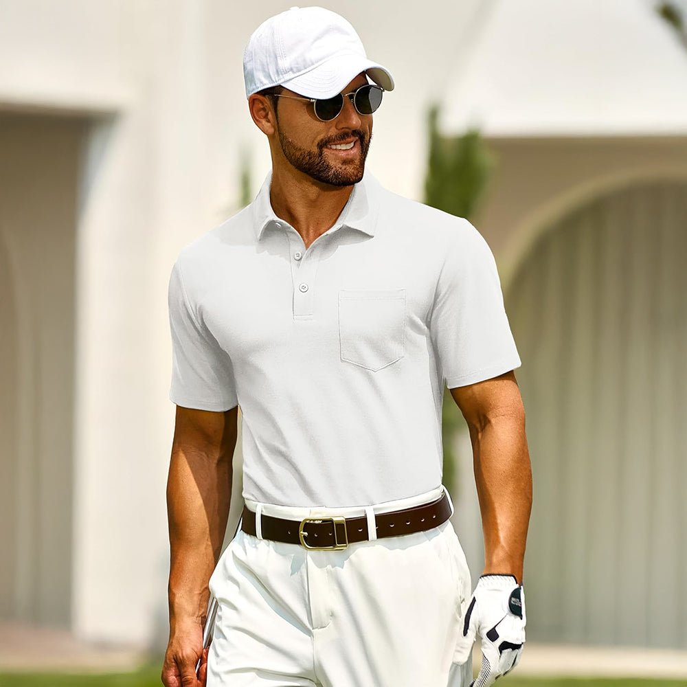 Men's Cotton Polo Shirts - Breathable Short Sleeve Golf Tee - veyora