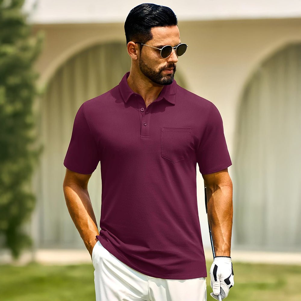 Men's Cotton Polo Shirts - Breathable Short Sleeve Golf Tee - veyora