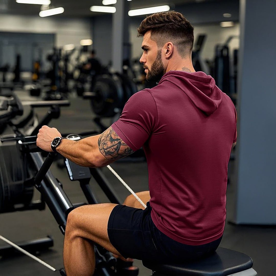 Mens Fashion Athletic Hoodies T-shirt Sport Sweatshirt Solid Color - veyora