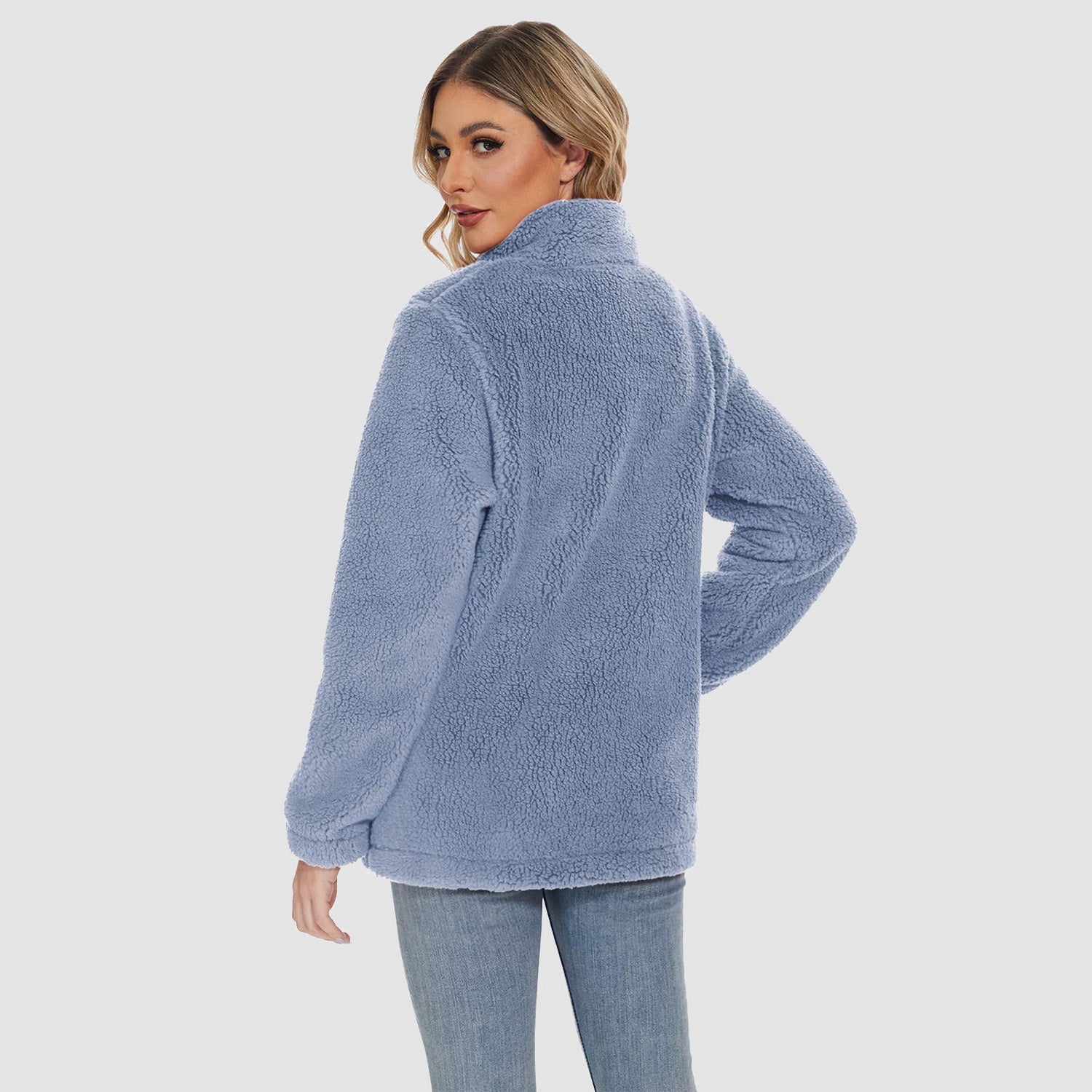 Women's Sherpa Jacket - Full Zip, Zip Pockets & Warm