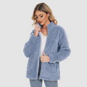 Women's Sherpa Jacket - Full Zip, Zip Pockets & Warm - veyora
