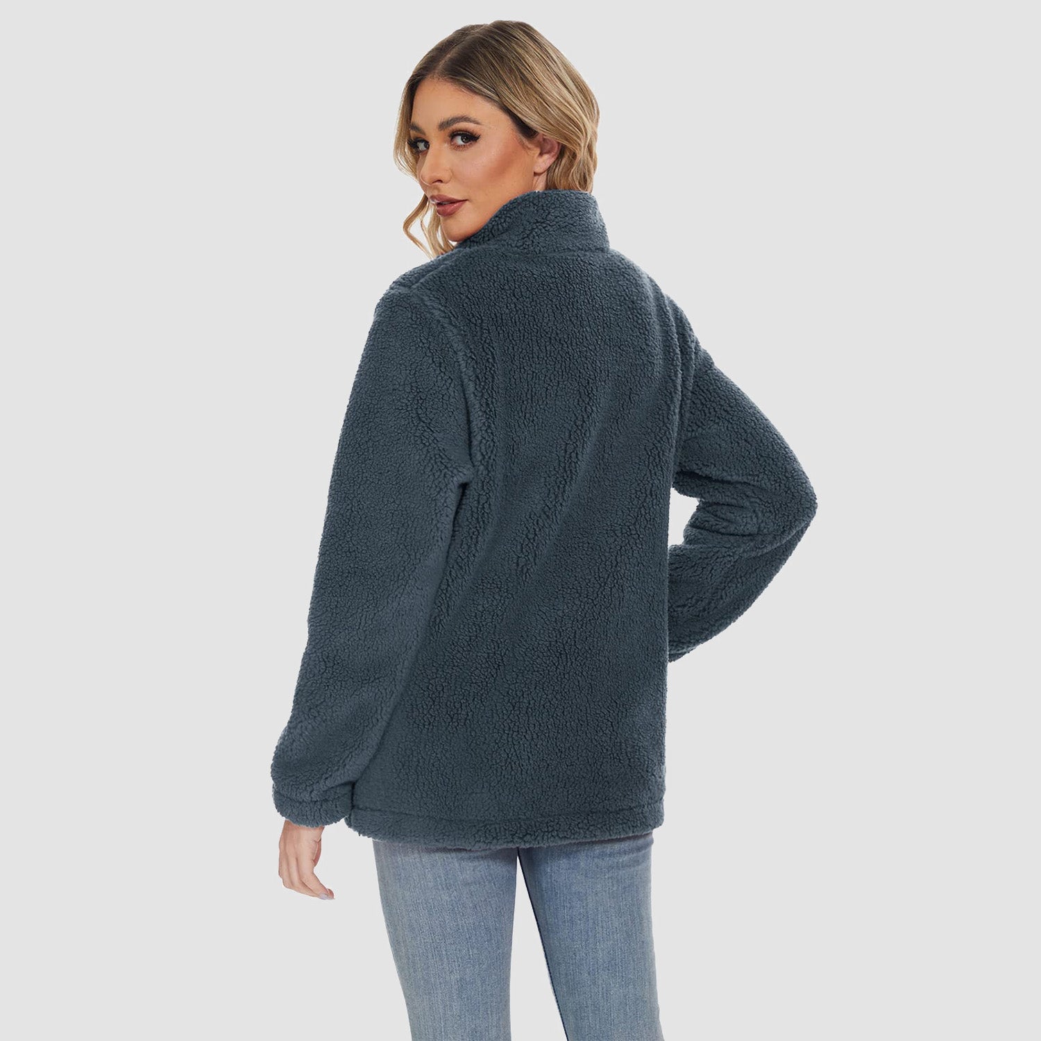 Women's Sherpa Jacket - Full Zip, Zip Pockets & Warm - veyora