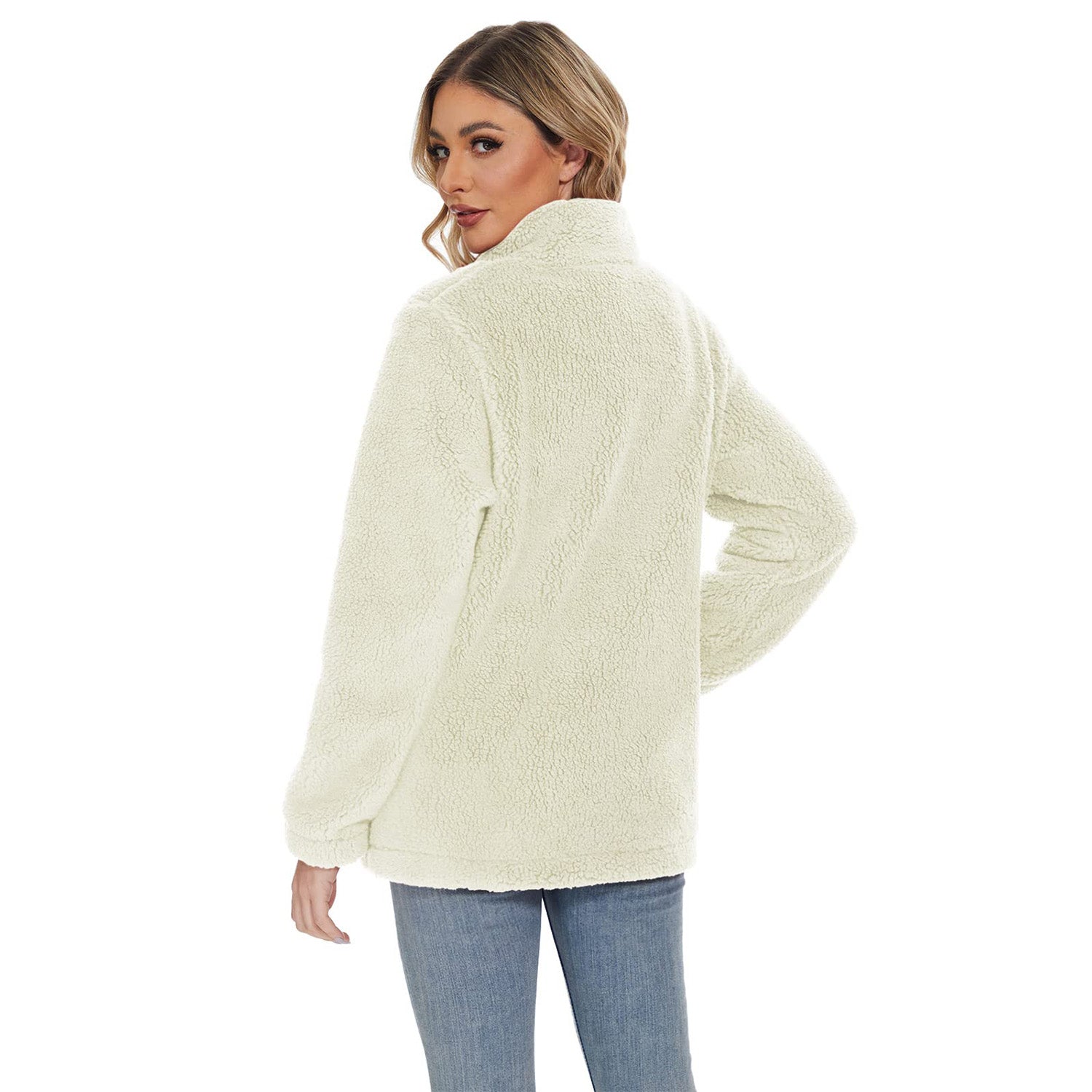 Women's Sherpa Jacket - Full Zip, Zip Pockets & Warm