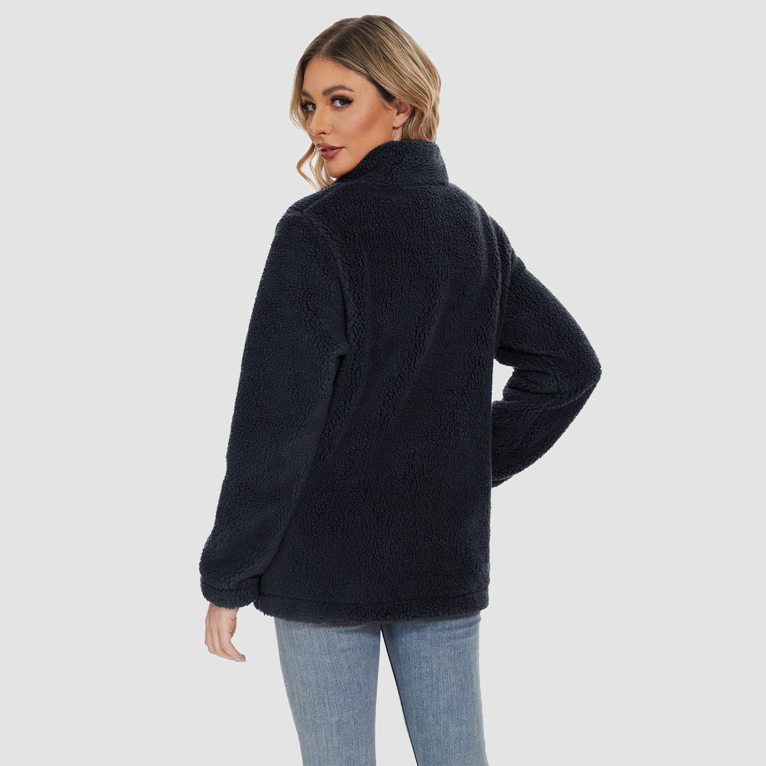 Women's Sherpa Jacket - Full Zip, Zip Pockets & Warm