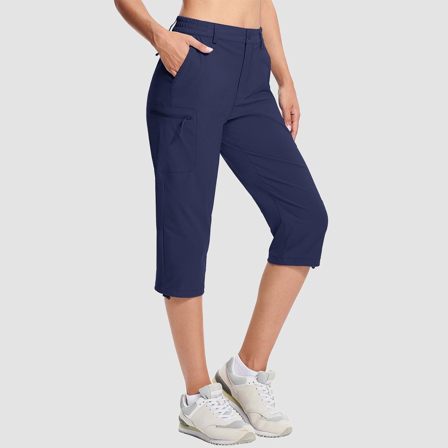 Women's Lightweight Water-Resistant Hiking Capris with 5 Pockets