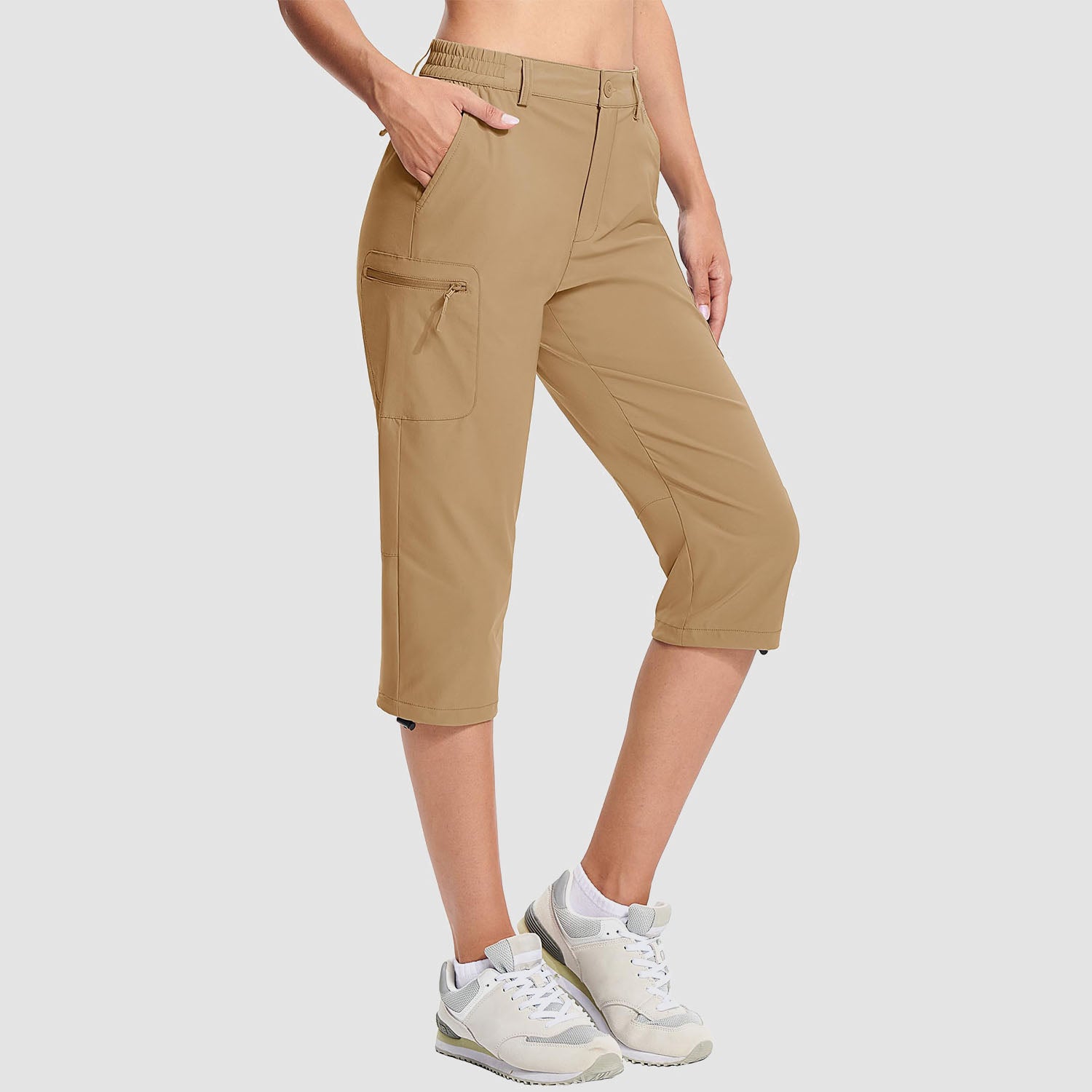 Women's Lightweight Water-Resistant Hiking Capris with 5 Pockets